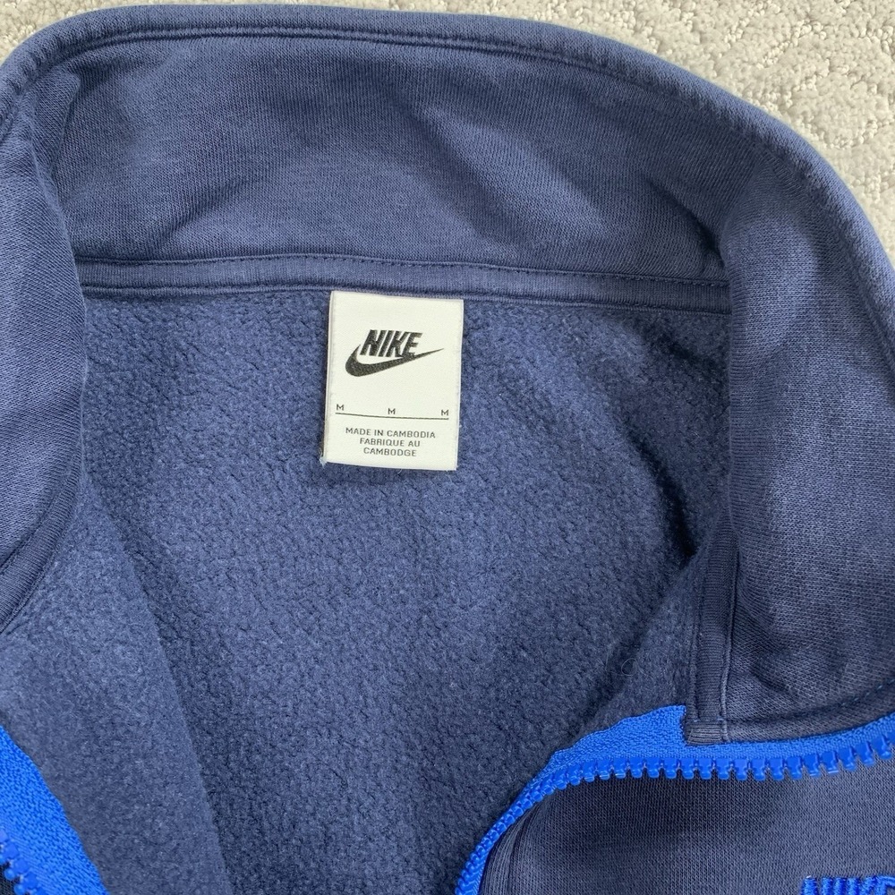 Nike Quarter Zip Fleece Pullover Mens Medium Blue Half Zip Embroidered Logo - Picture 2 of 7